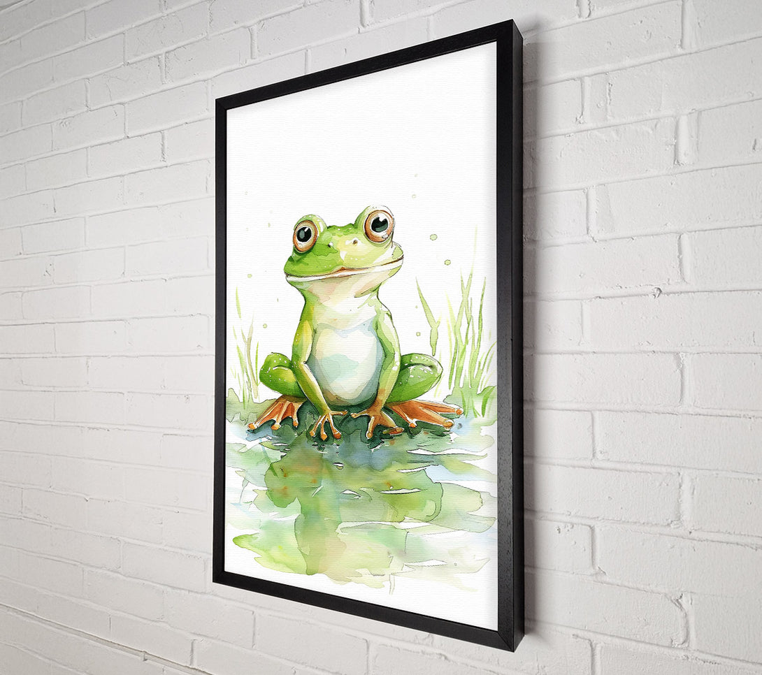  A Canvas Print of Green Frog Pondside Canvas Print