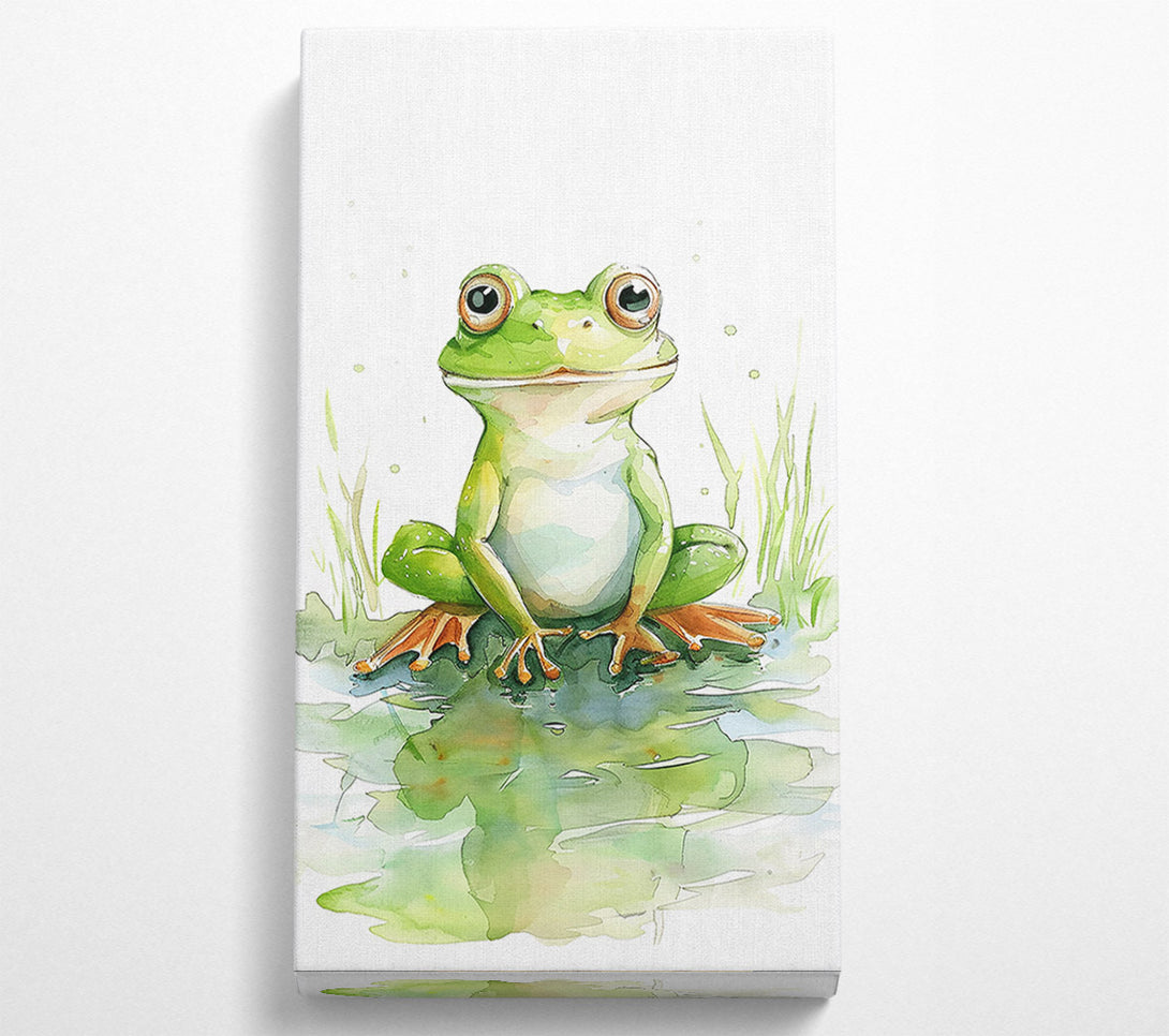  A Canvas Print of Green Frog Pondside Canvas Print