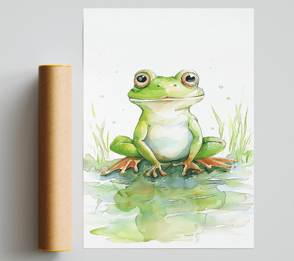 Green Frog Pondside Poster