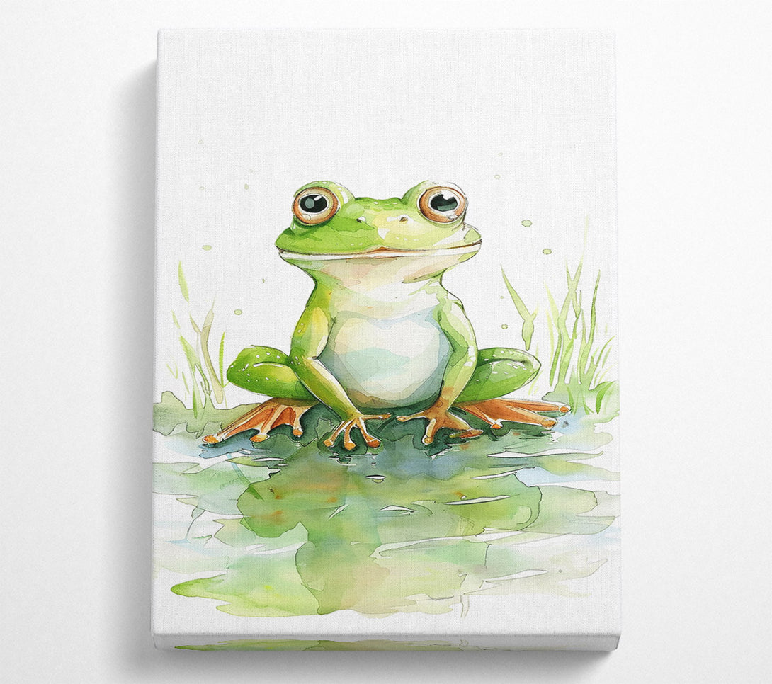  A Canvas Print of Green Frog Pondside Canvas Print