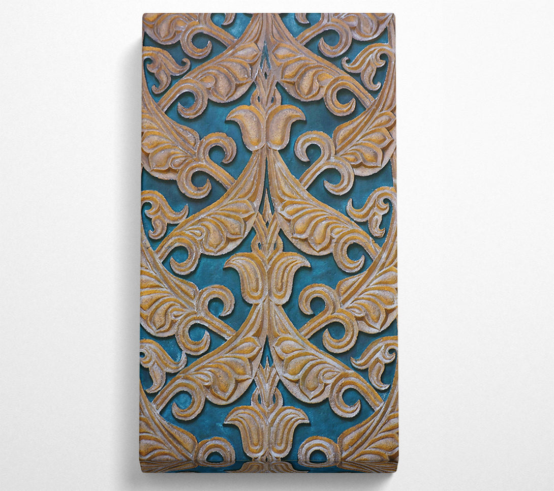  A Canvas Print of Golden Teal Pattern Canvas Wall Art