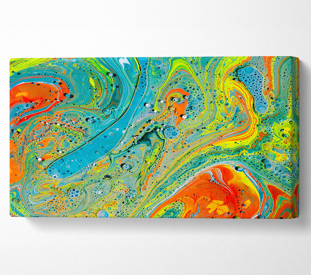 A Canvas Print of Teal Swirls And Bubbles Canvas Art