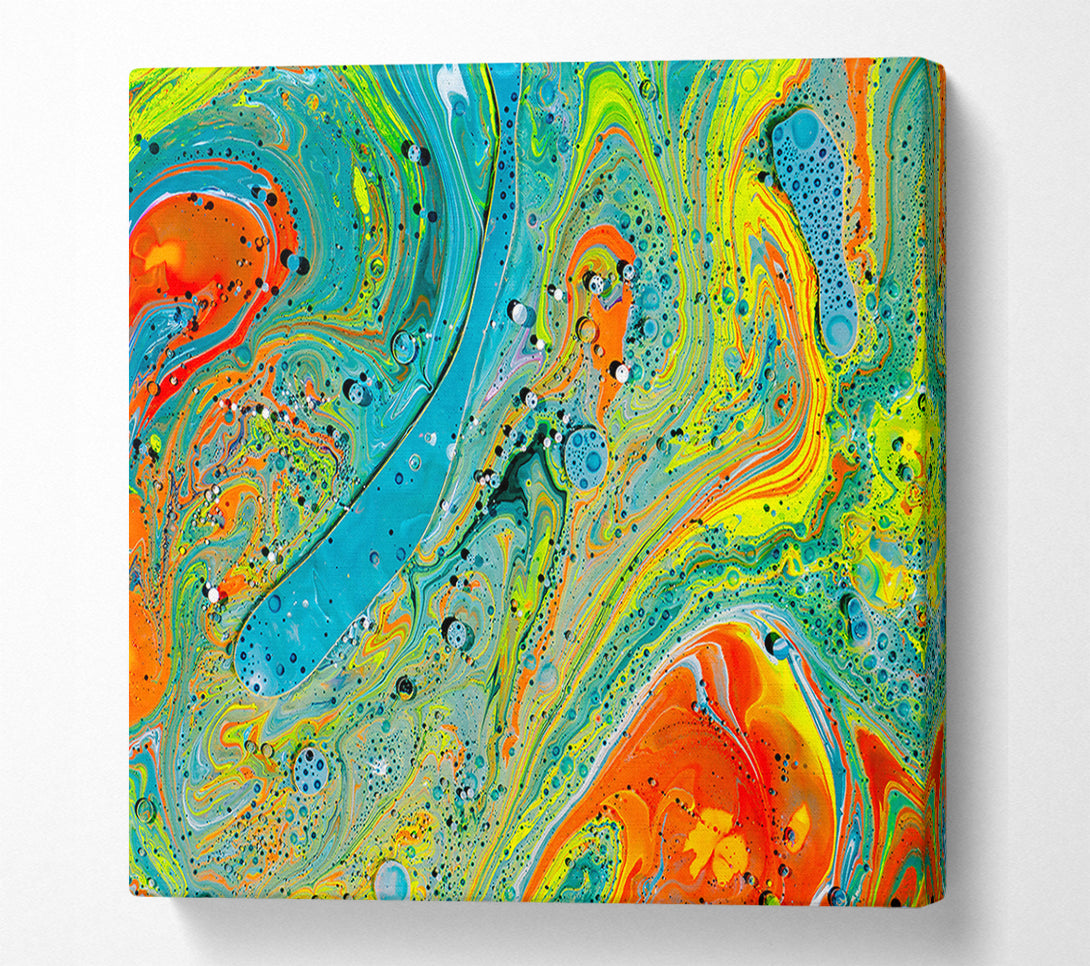  A Canvas Print of Teal Swirls And Bubbles Canvas Art