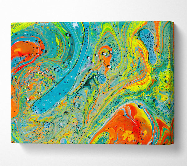  A Canvas Print of Teal Swirls And Bubbles Canvas Art