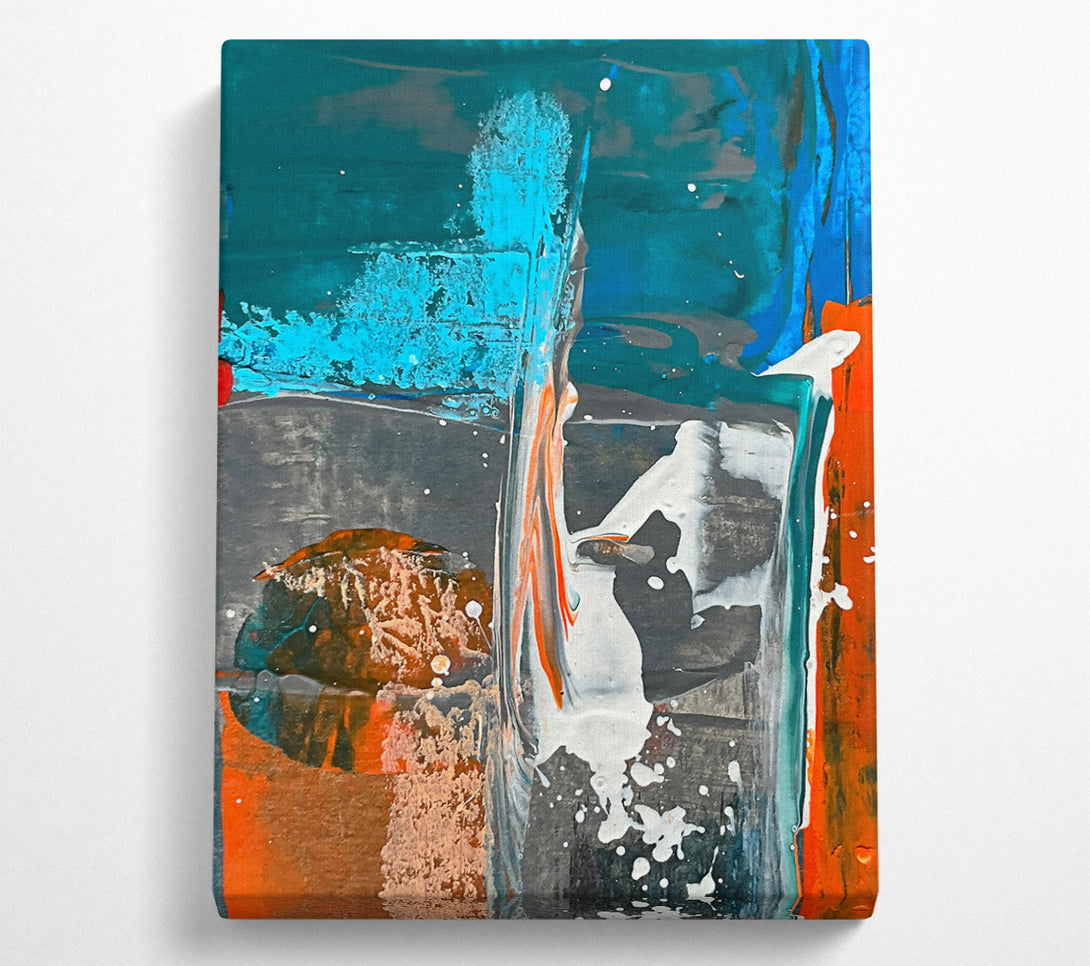  A Canvas Print of Teal Abstract Expressionism Canvas Art