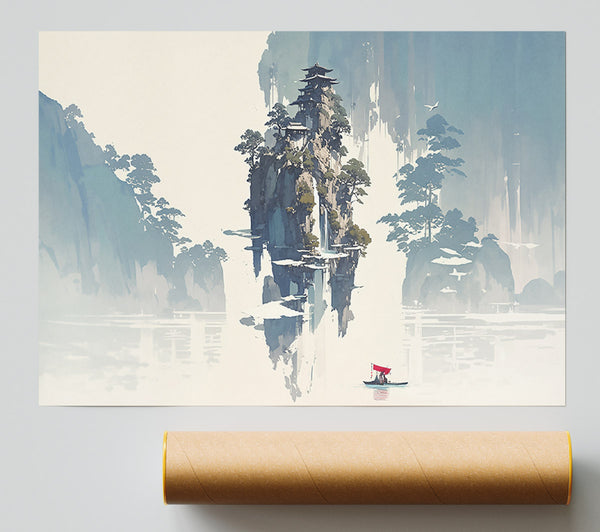 Blue Mist Pagoda Print