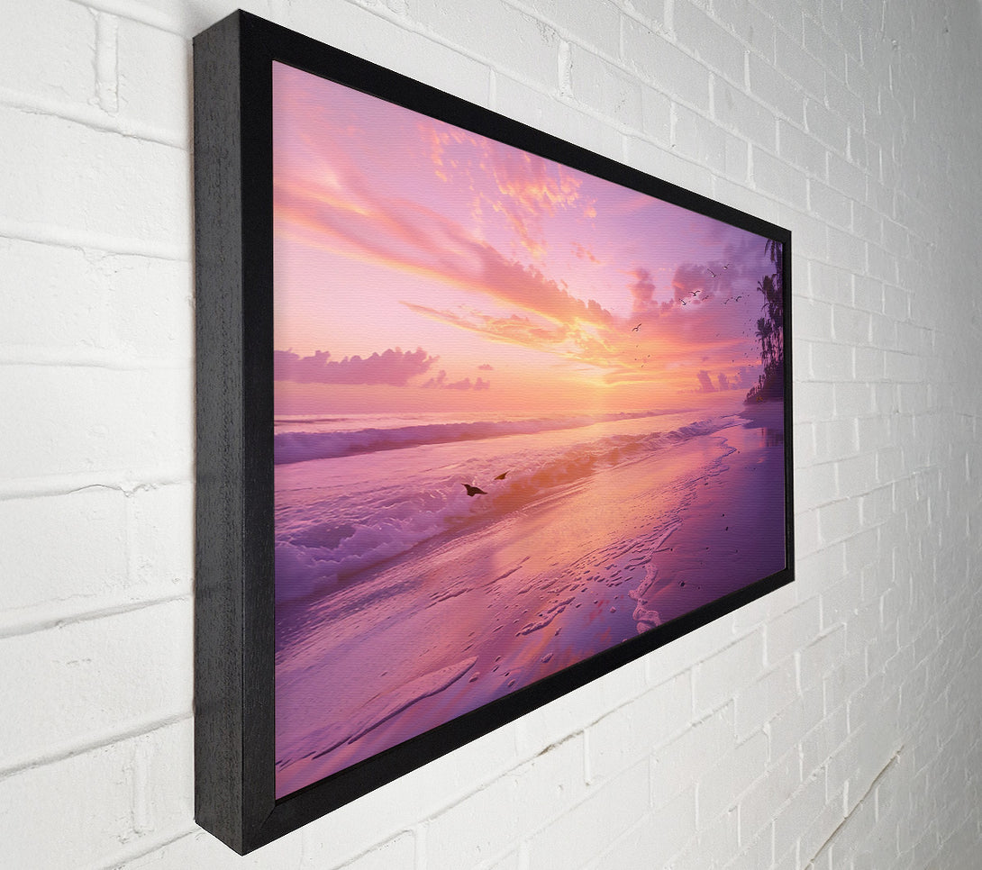  A Canvas Print of Pink Sunset Shore Canvas Wall Art
