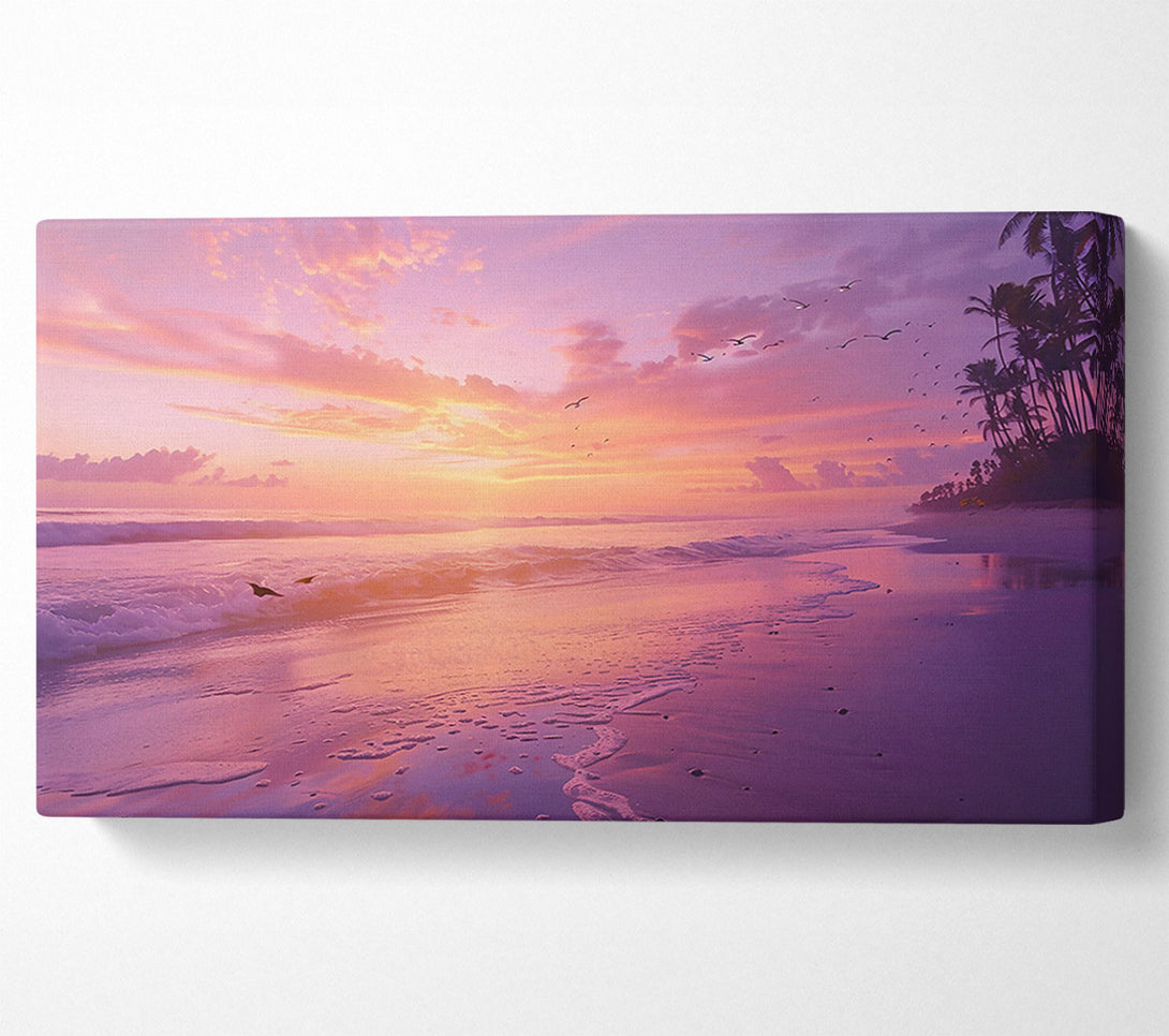  A Canvas Print of Pink Sunset Shore Canvas Wall Art