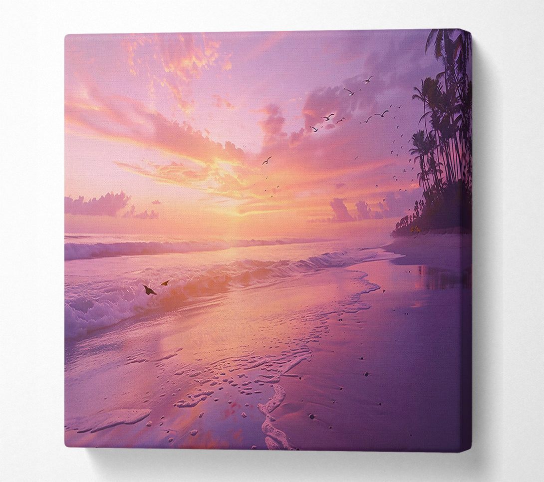 A Canvas Print of Pink Sunset Shore Canvas Wall Art