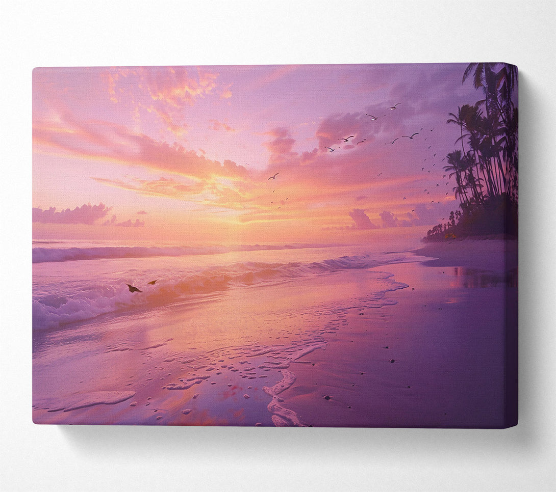  A Canvas Print of Pink Sunset Shore Canvas Wall Art