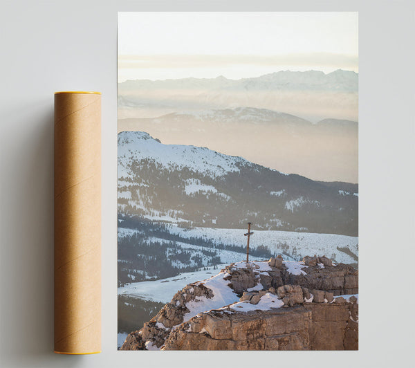 Golden Summit Cross Print