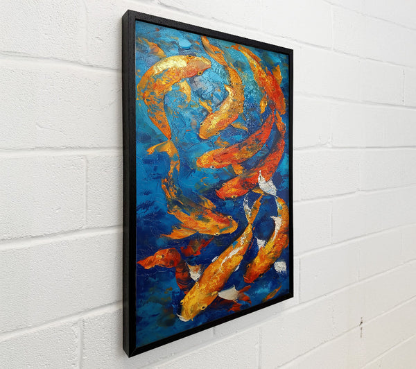Golden Koi On Blue