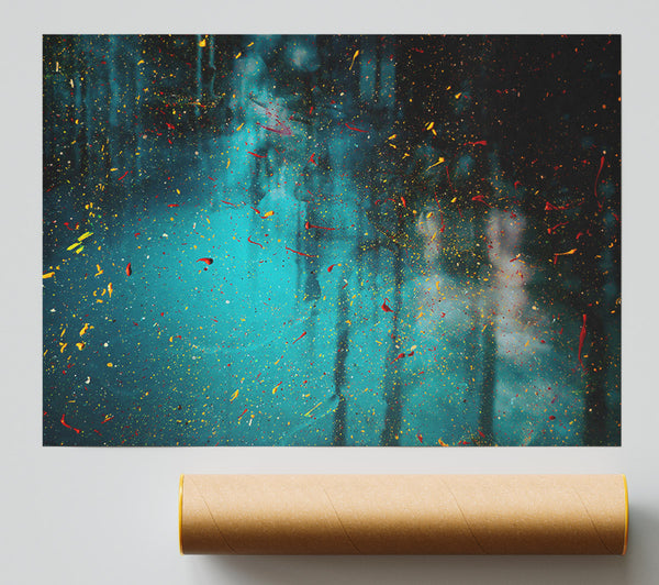 Teal Specks Of Light. Poster