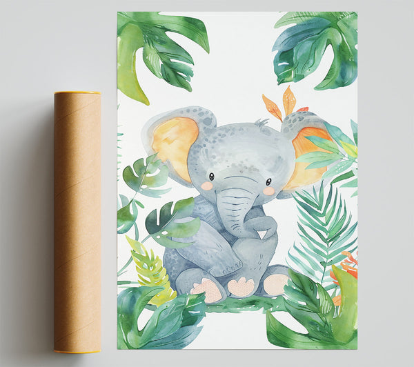 Grey Elephant Jungle Dream Giclee Print
