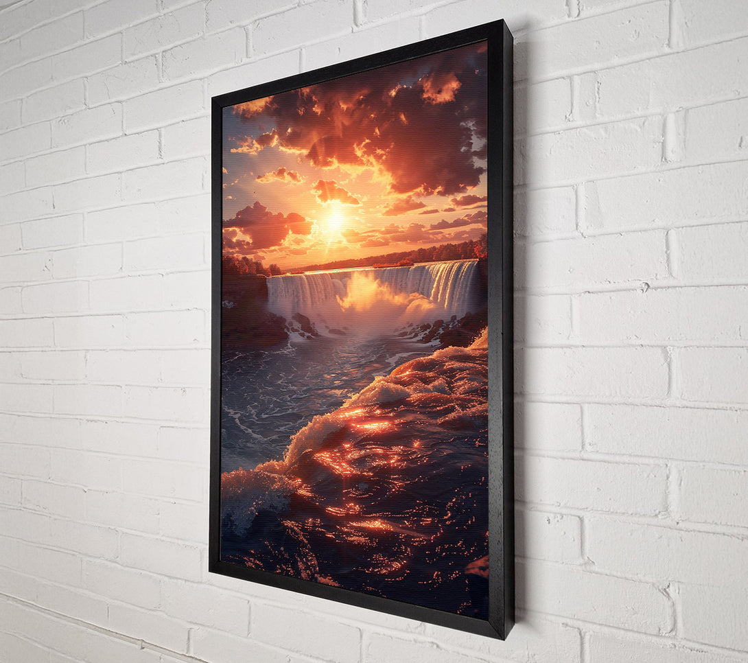 A Canvas Print of Golden Falls Sunset Canvas Art