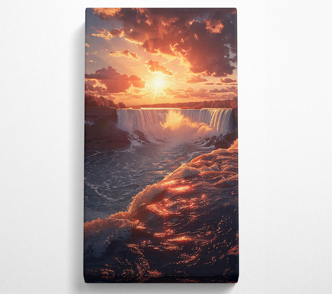  A Canvas Print of Golden Falls Sunset Canvas Art