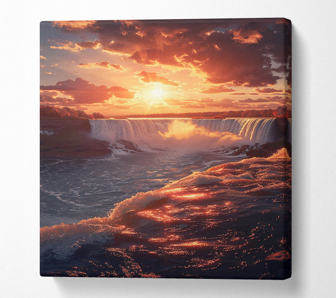  A Canvas Print of Golden Falls Sunset Canvas Art
