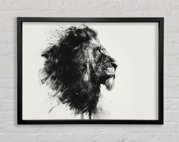 Charcoal Lion Framed Print