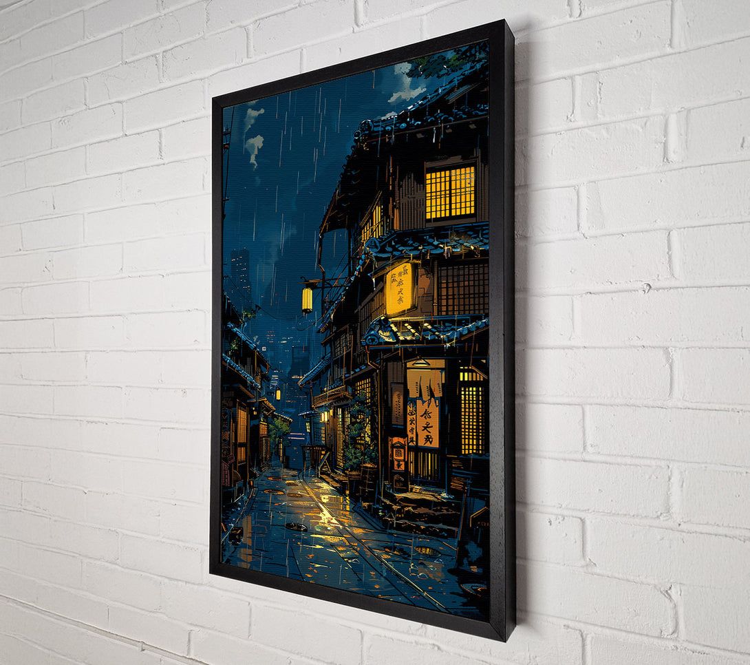  A Canvas Print of Blue Neon Rain Canvas Print