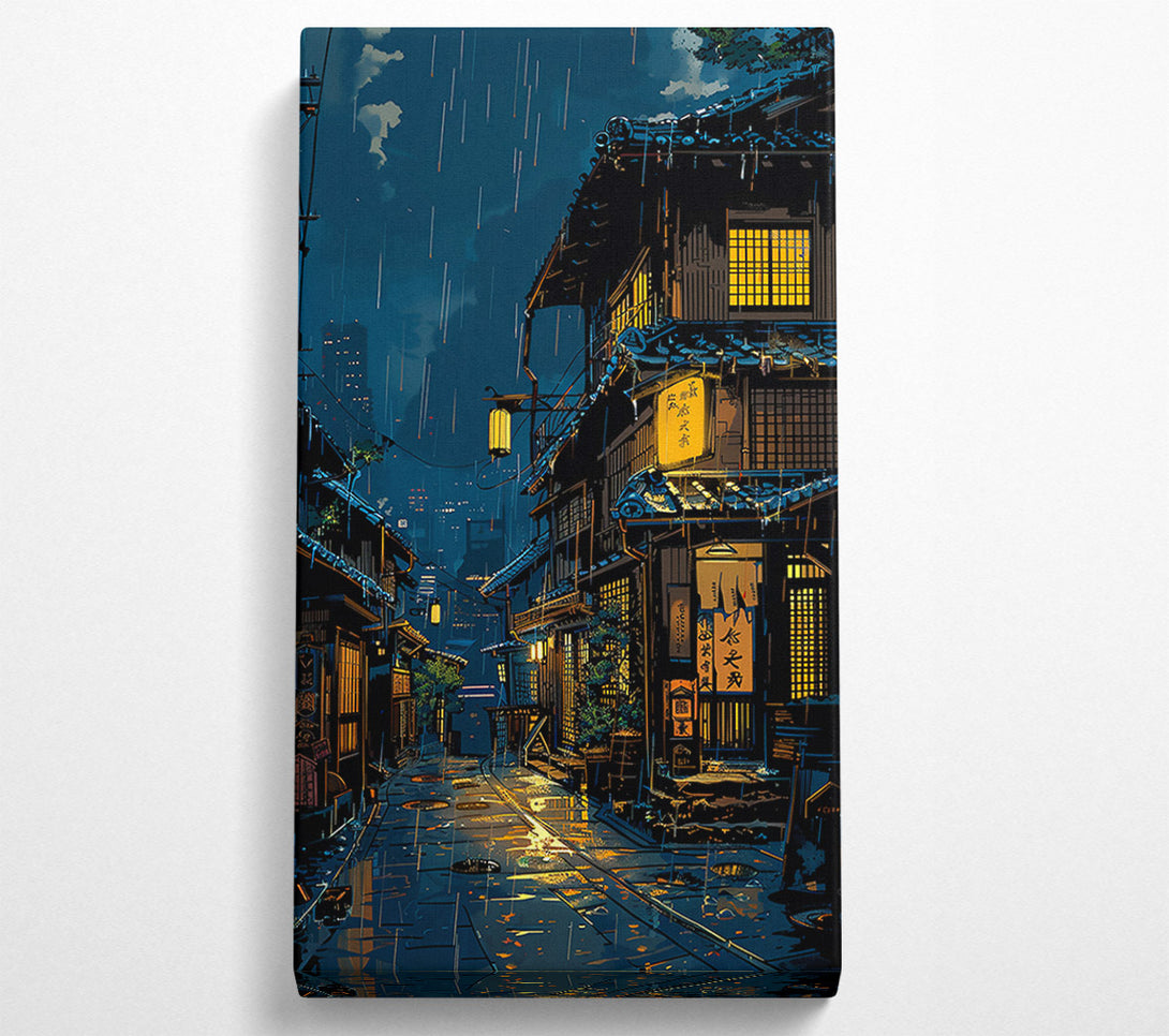  A Canvas Print of Blue Neon Rain Canvas Print