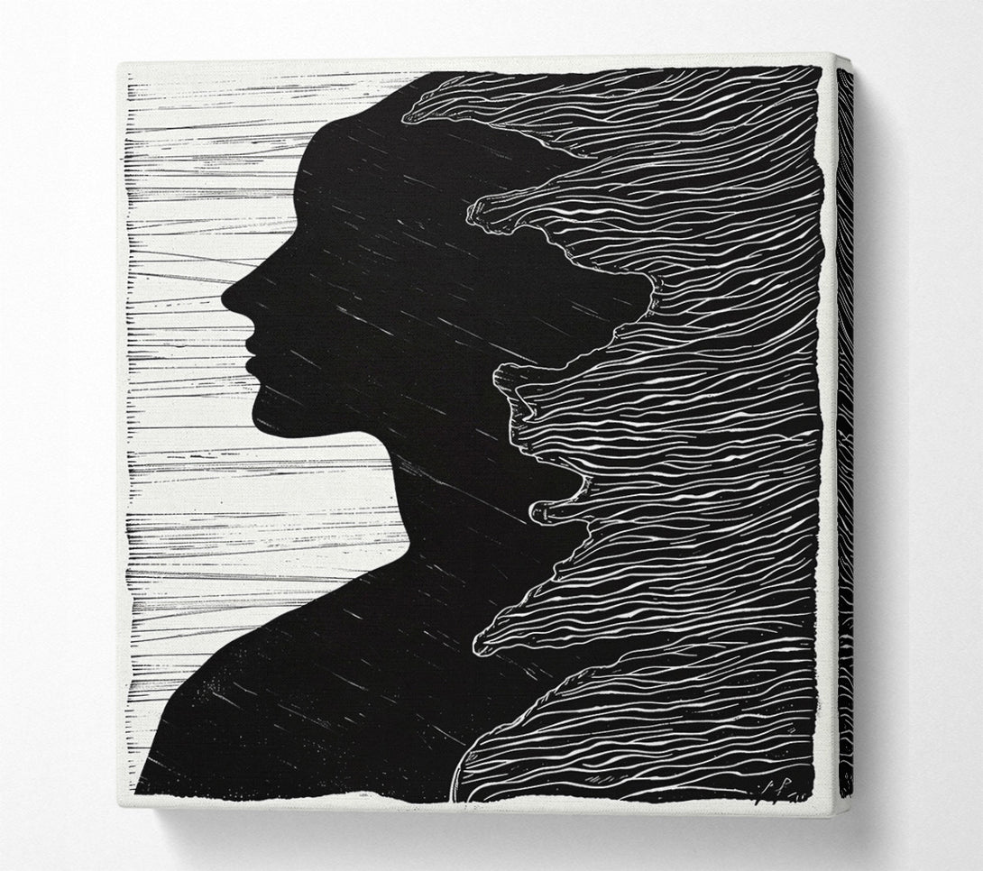  A Canvas Print of Black & White Waves Canvas Art