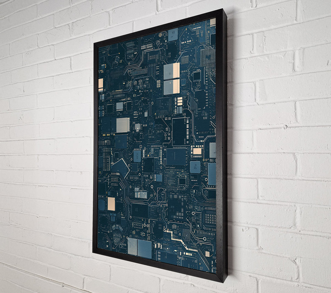  A Canvas Print of Teal Circuitry Dreams Canvas Wall Art