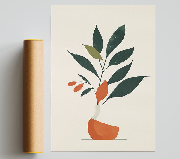Orange Vase Blooms Print