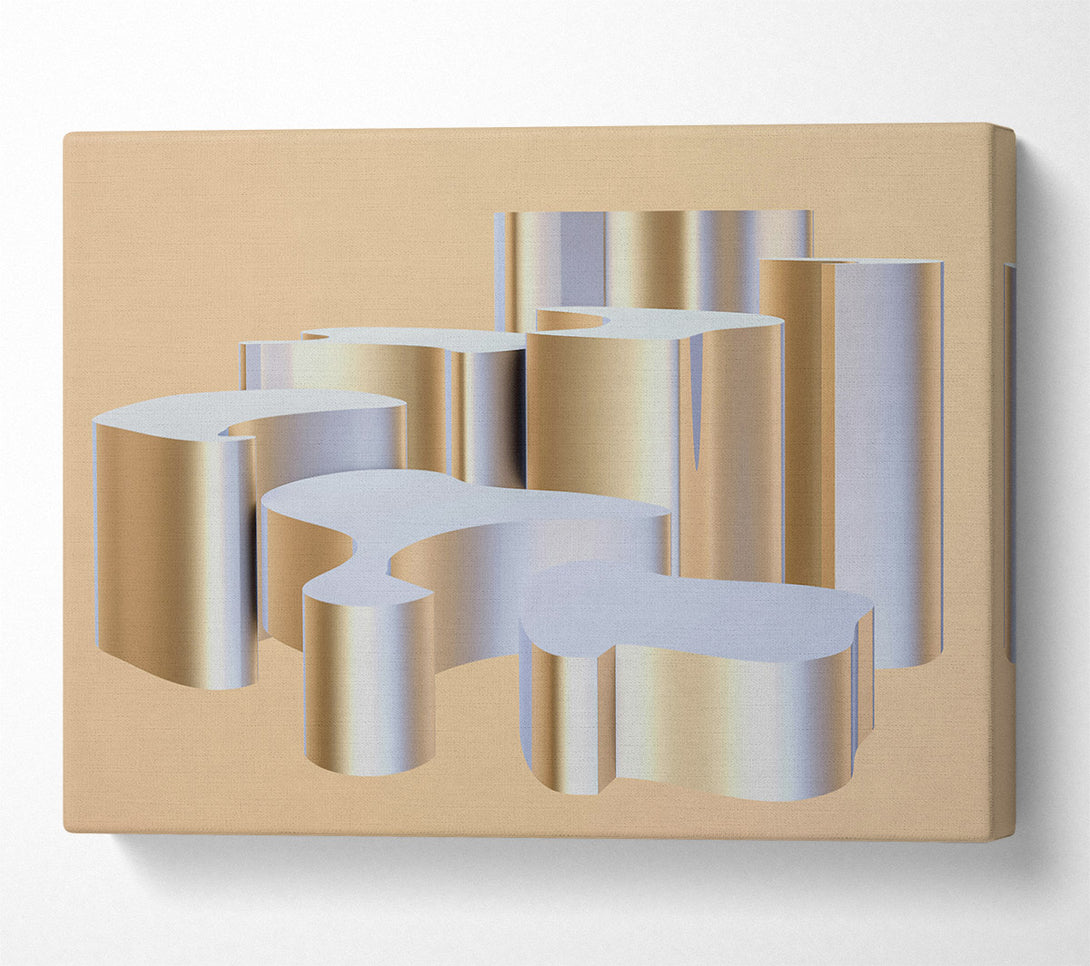  A Canvas Print of Golden Fluid Forms Canvas Wall Art
