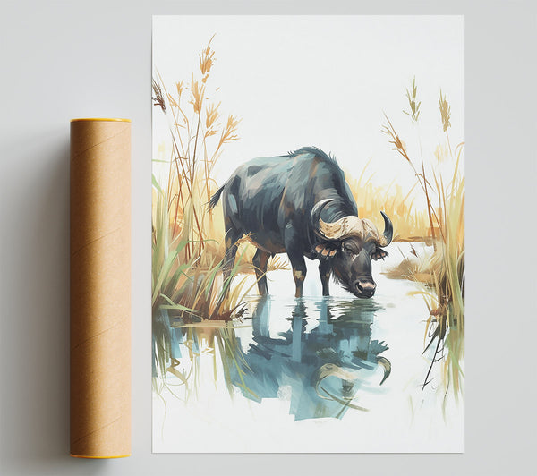 Blue Water Buffalo Poster
