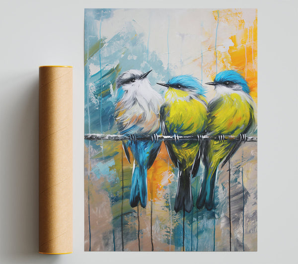 Blue And Yellow Birdsong Print