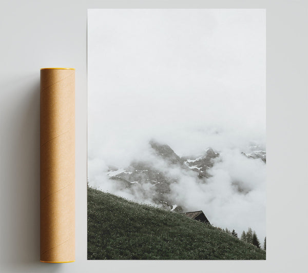 Green Peaks In Fog Print