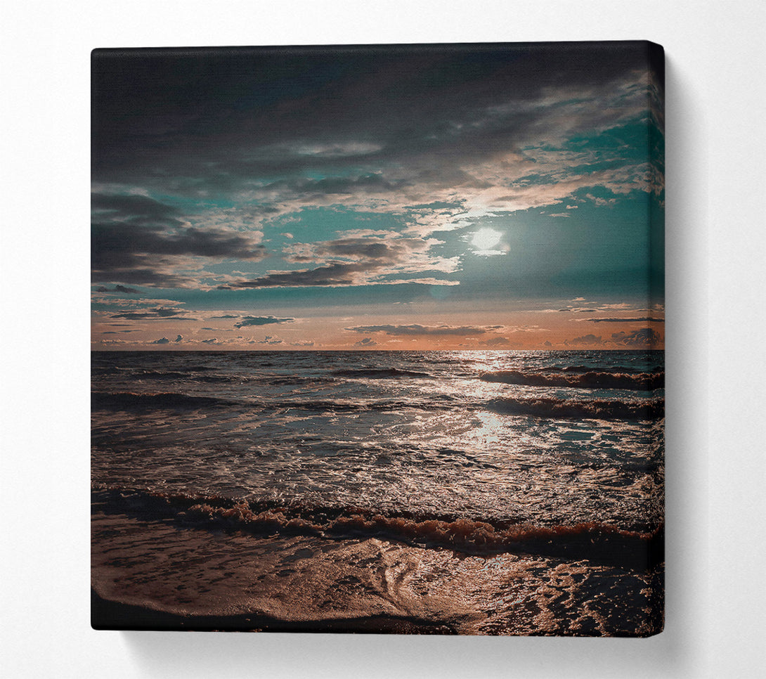  A Canvas Print of Golden Ocean Sunset Canvas Print