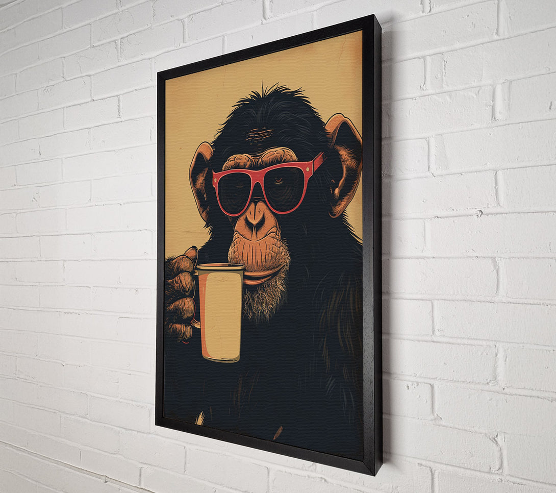  A Canvas Print of Chimp Coffee Glasses Canvas Wall Art