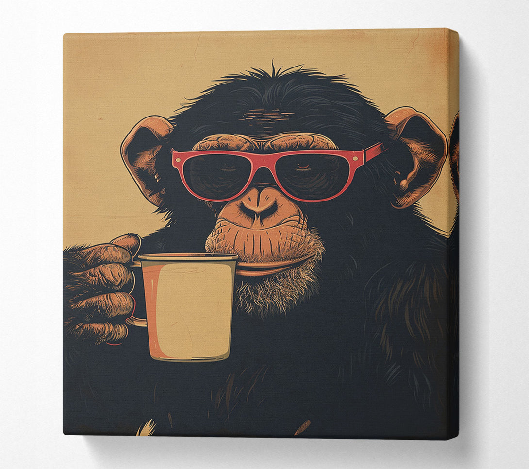  A Canvas Print of Chimp Coffee Glasses Canvas Wall Art