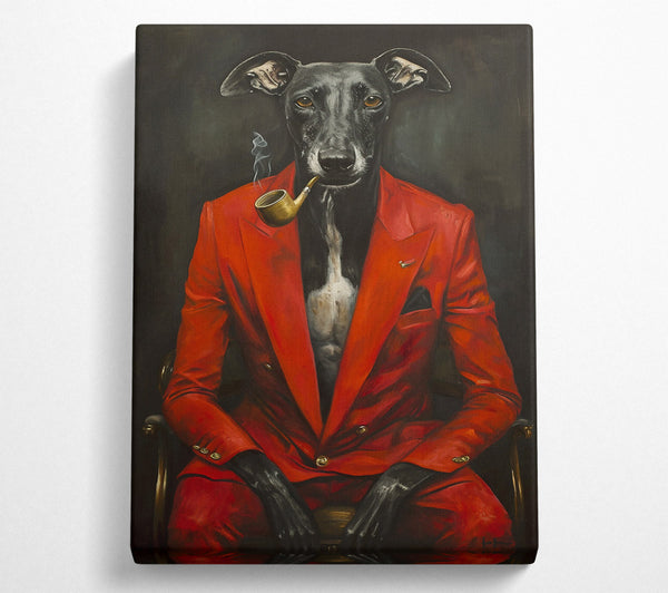  A Canvas Print of Crimson Canine Connoisseur Canvas Art