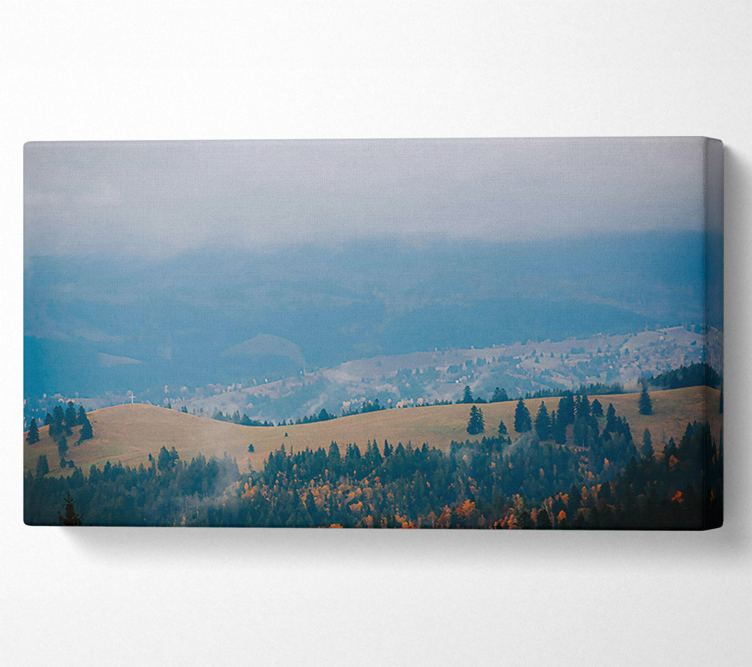  A Canvas Print of Blue Mist Over Hills Canvas Print