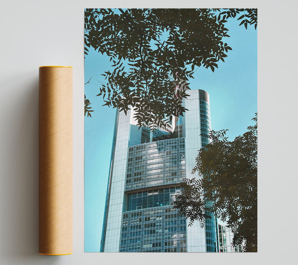 Skyline Blue Glass Building Poster
