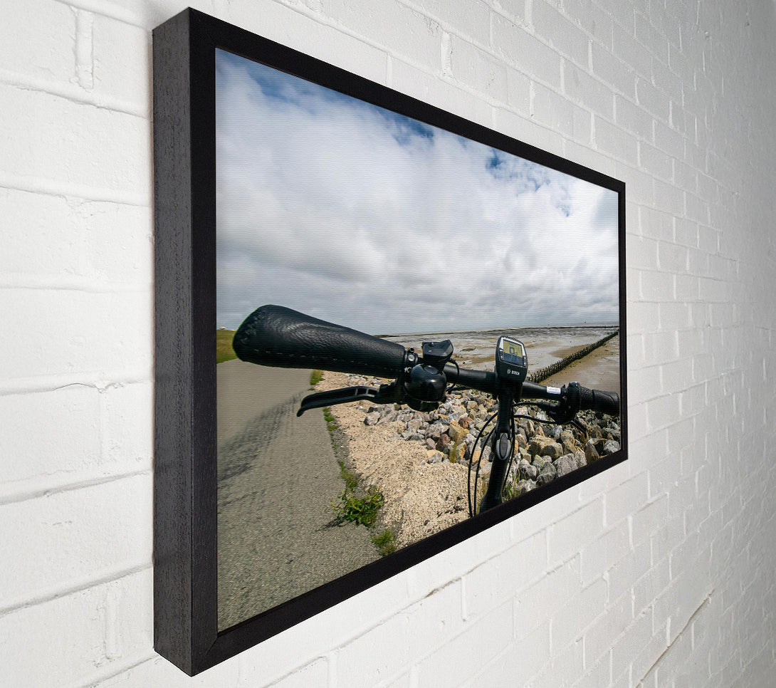  A Canvas Print of Black Bike On The Shore Canvas Wall Art
