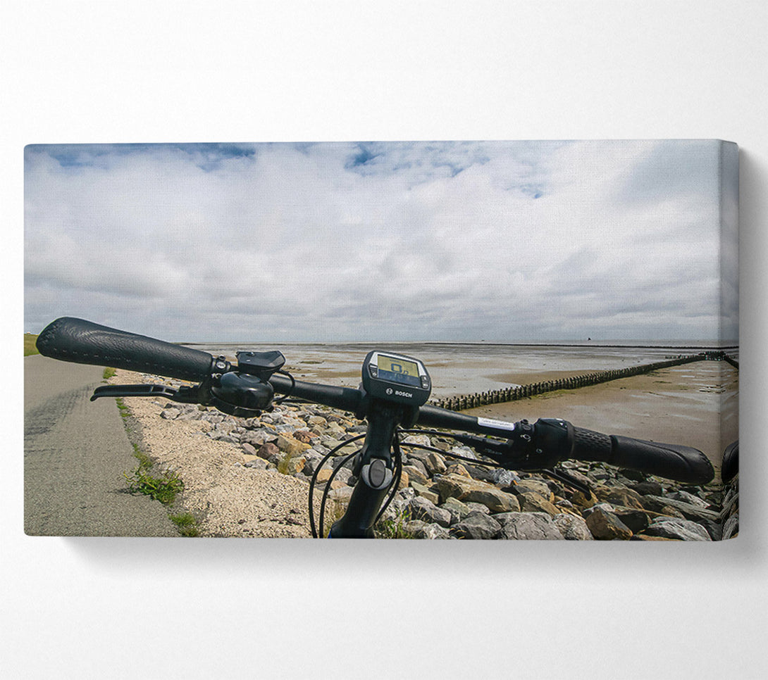  A Canvas Print of Black Bike On The Shore Canvas Wall Art