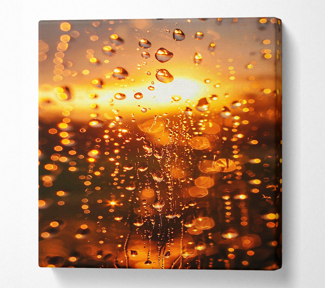  A Canvas Print of Golden Raindrops Sunset Canvas Art