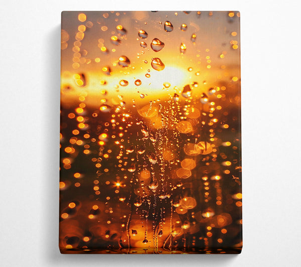  A Canvas Print of Golden Raindrops Sunset Canvas Art