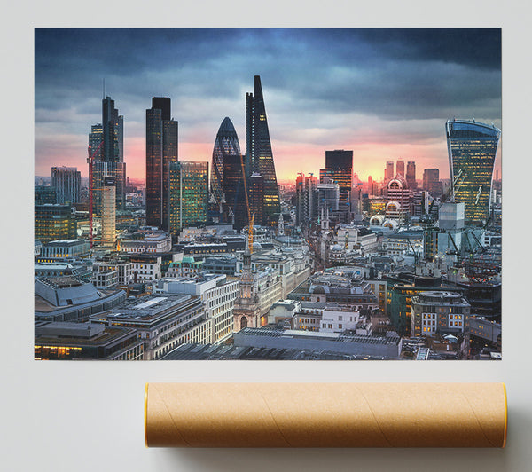 Pink London Skyline Poster