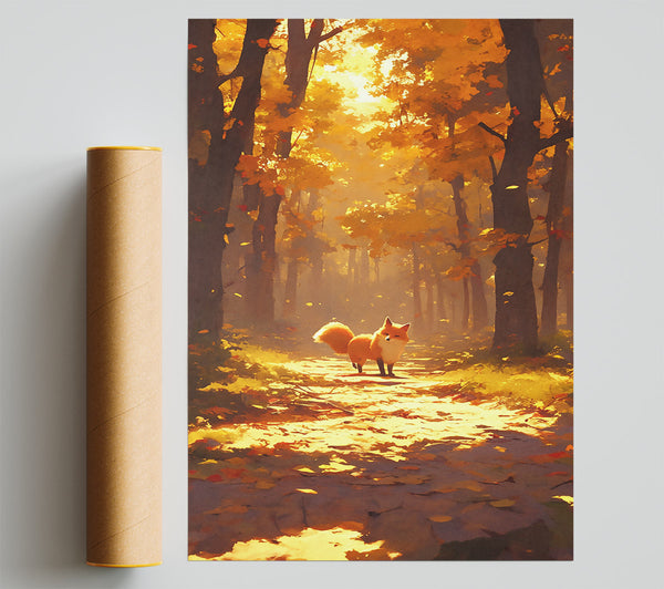 Golden Forest Fox Poster