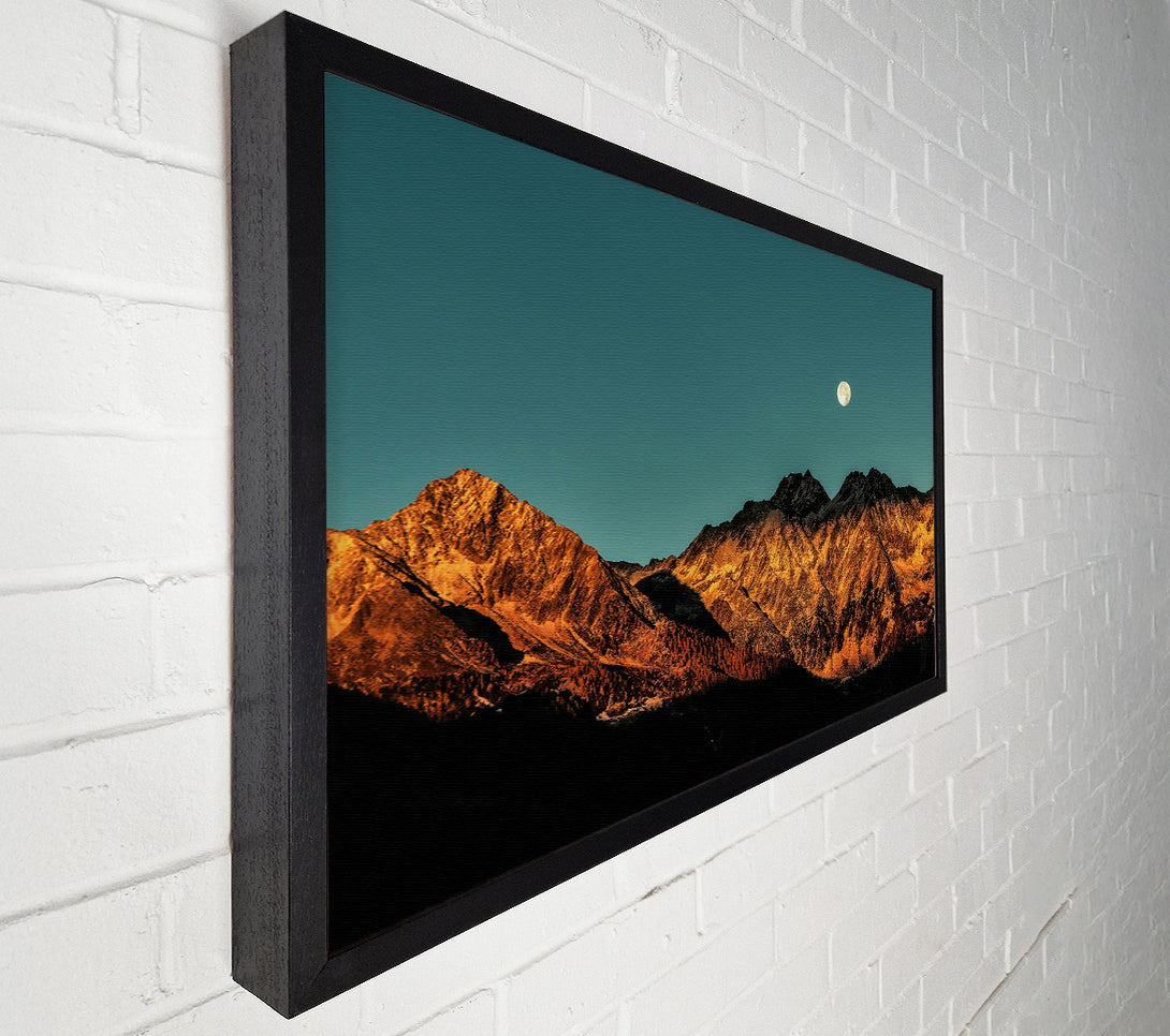  A Canvas Print of Golden Peaks And Moon Canvas Wall Art