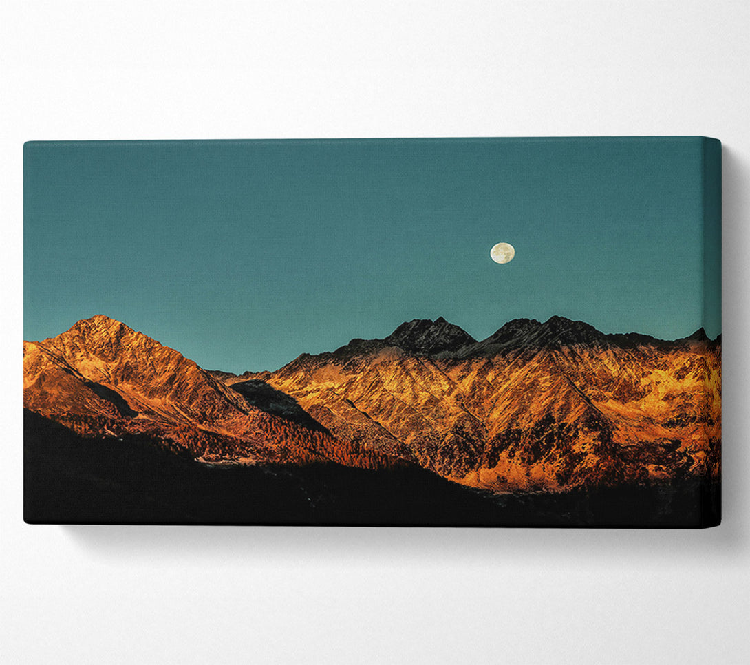  A Canvas Print of Golden Peaks And Moon Canvas Wall Art