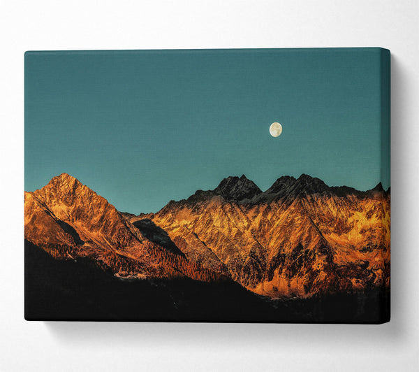  A Canvas Print of Golden Peaks And Moon Canvas Wall Art