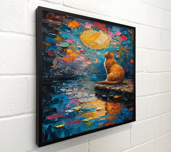 Orange Cat And The Moon