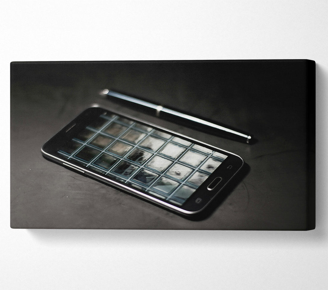  A Canvas Print of Black And Silver Grid Canvas Print
