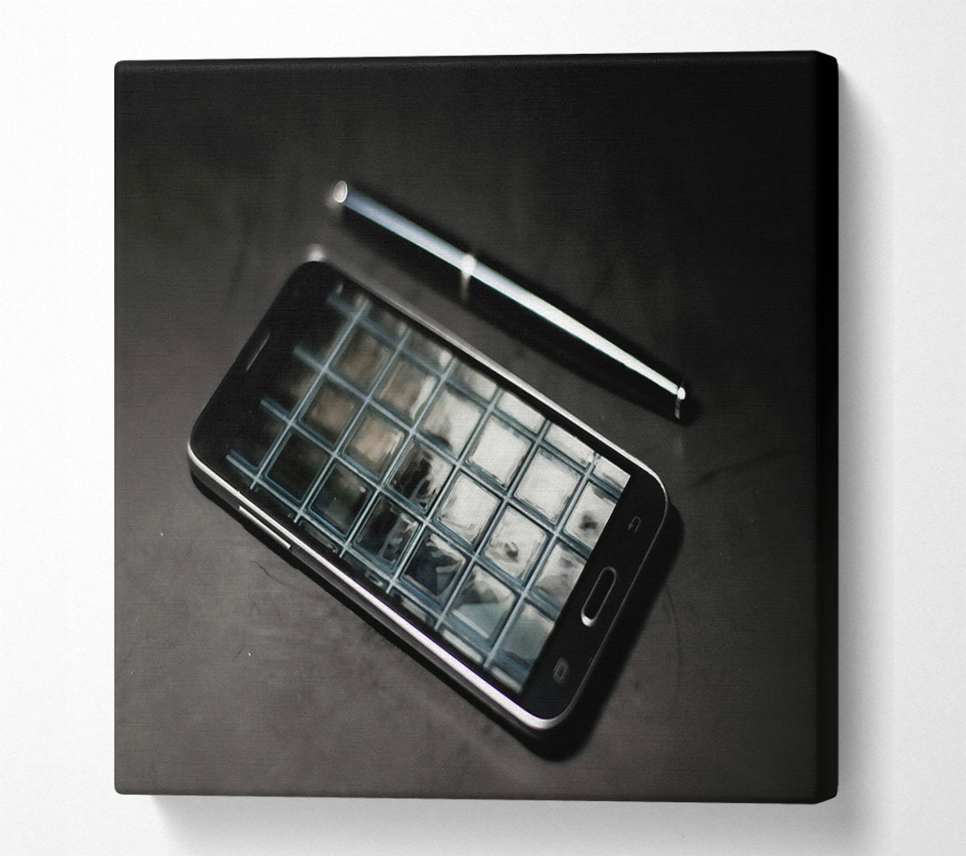  A Canvas Print of Black And Silver Grid Canvas Print