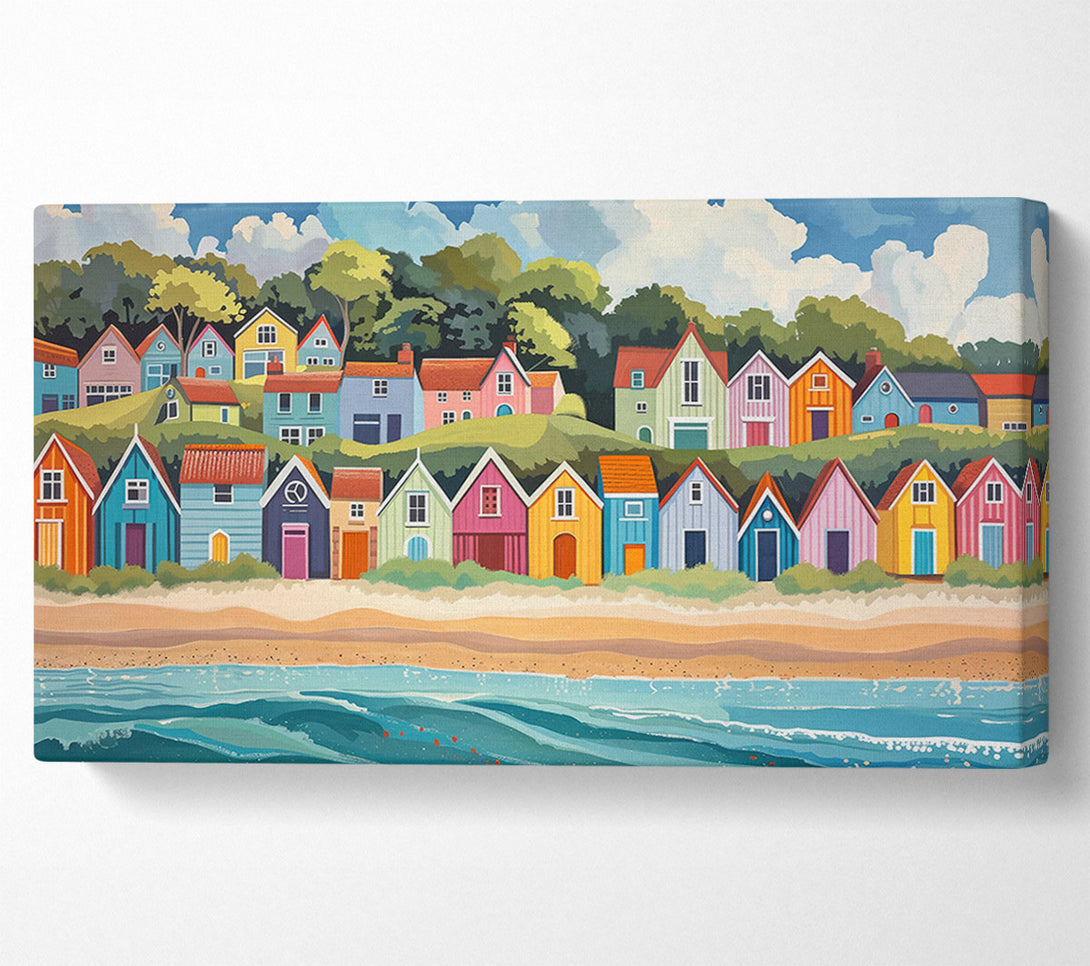  A Canvas Print of Blue Beach Houses Canvas Print